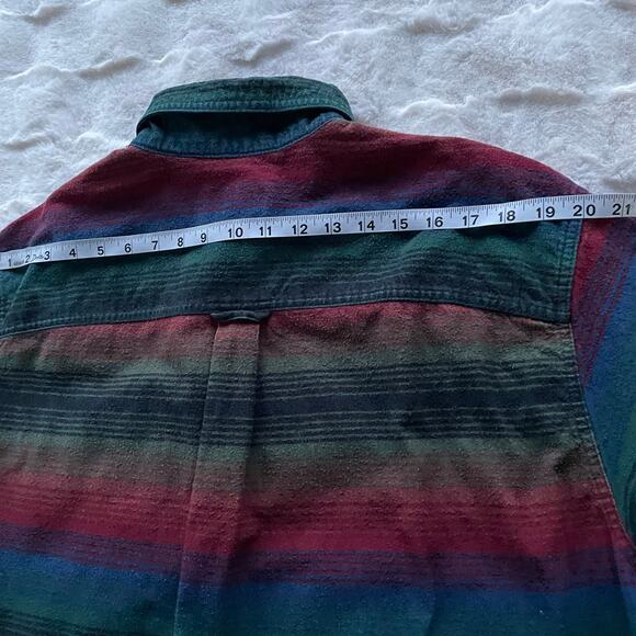 🔥Vintage Woolrich Cotton Flannel Blanket Striped Western Southwest Button Shirt - Picture 12 of 14